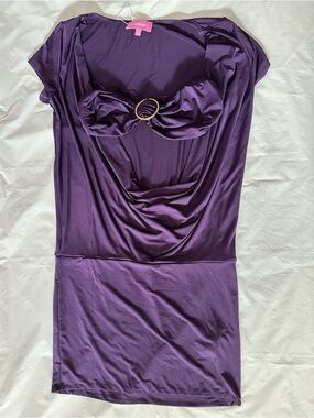 Edikted Purple Ruched Front Dress with Ring Accent